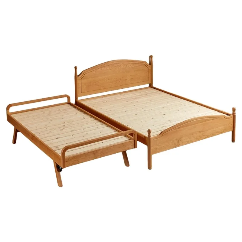 

All solid wood children's bed upper and lower double-layer pull-out mother-child bed trailer cherry wood splicing solid wood bed