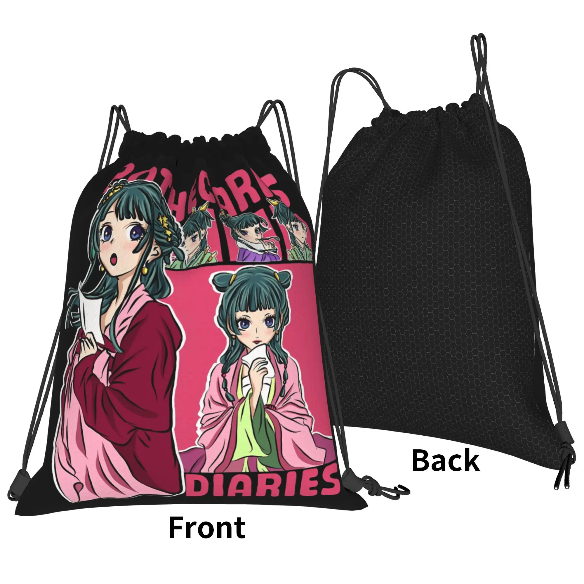 Cartoon Maomao Drawstring Bag Manga Minimalist Gym Fitness Backpacks For Students Foldable Sackpack String Bags