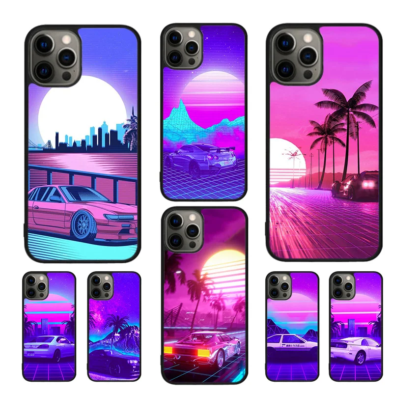 Skyline Silvia Cars Neon Synthwave Phone Cases Cover For iPhone 16 15 14 12 13 mini 11 Pro MAX apple 6 7 8 Plus SE2020