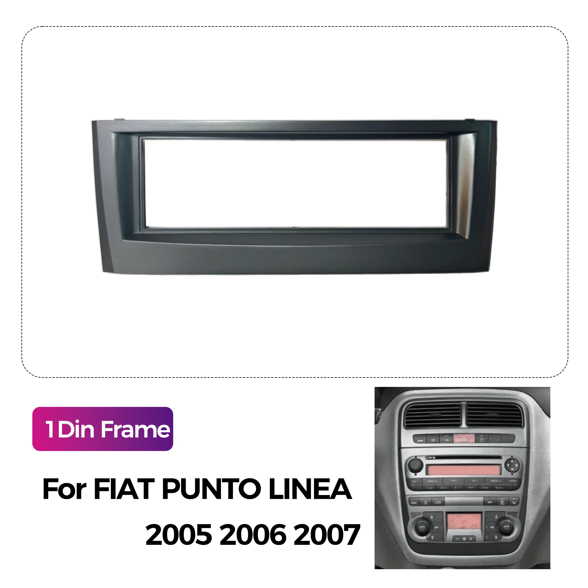 1Din Car Radio Fascia Frame For FIAT PUNTO LINEA 2005 2006 2007 Stereo Dash CD Trim Installation Single  Din Frame Kit Panel
