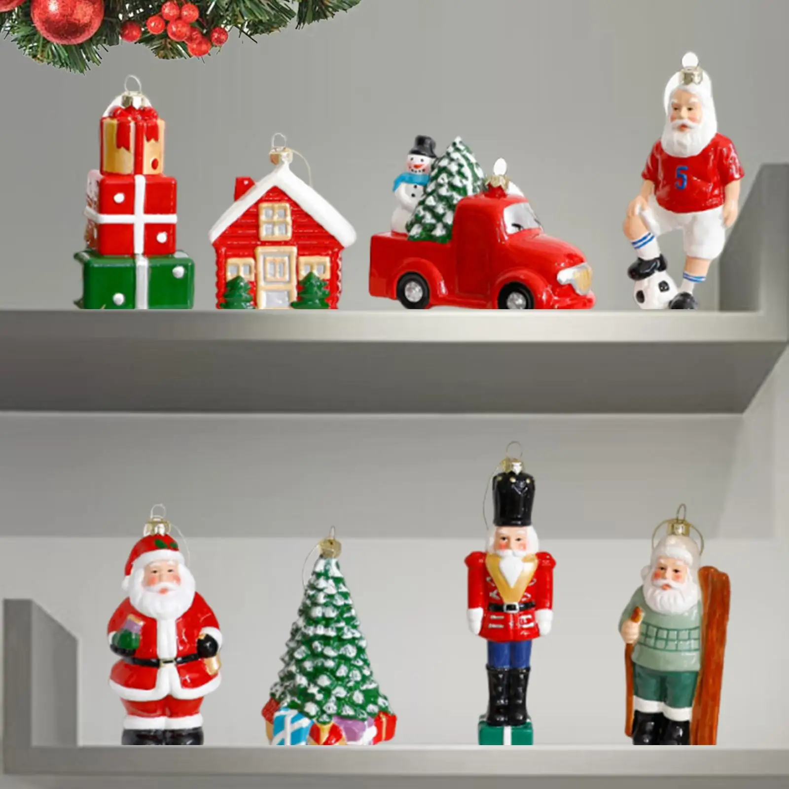 8x Xmas Small Pendants Xmas Decorative Baubles for Celebration Decor Holiday image 4