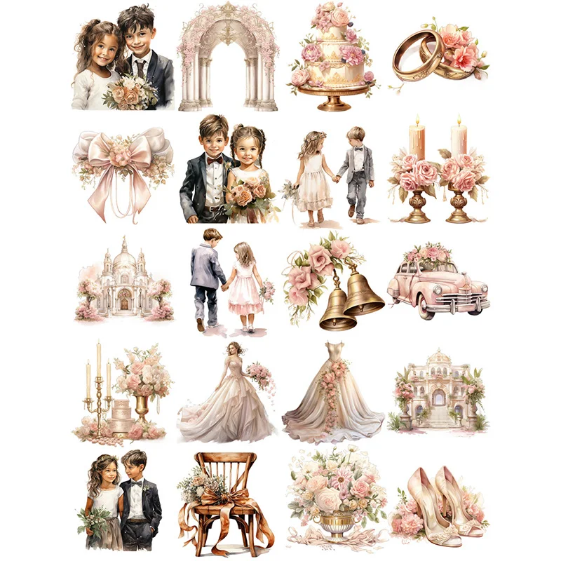 20Pcs/Pack Wedding Sticker DIY Craft Scrapbooking Album Junk Journal Decorative Stickers