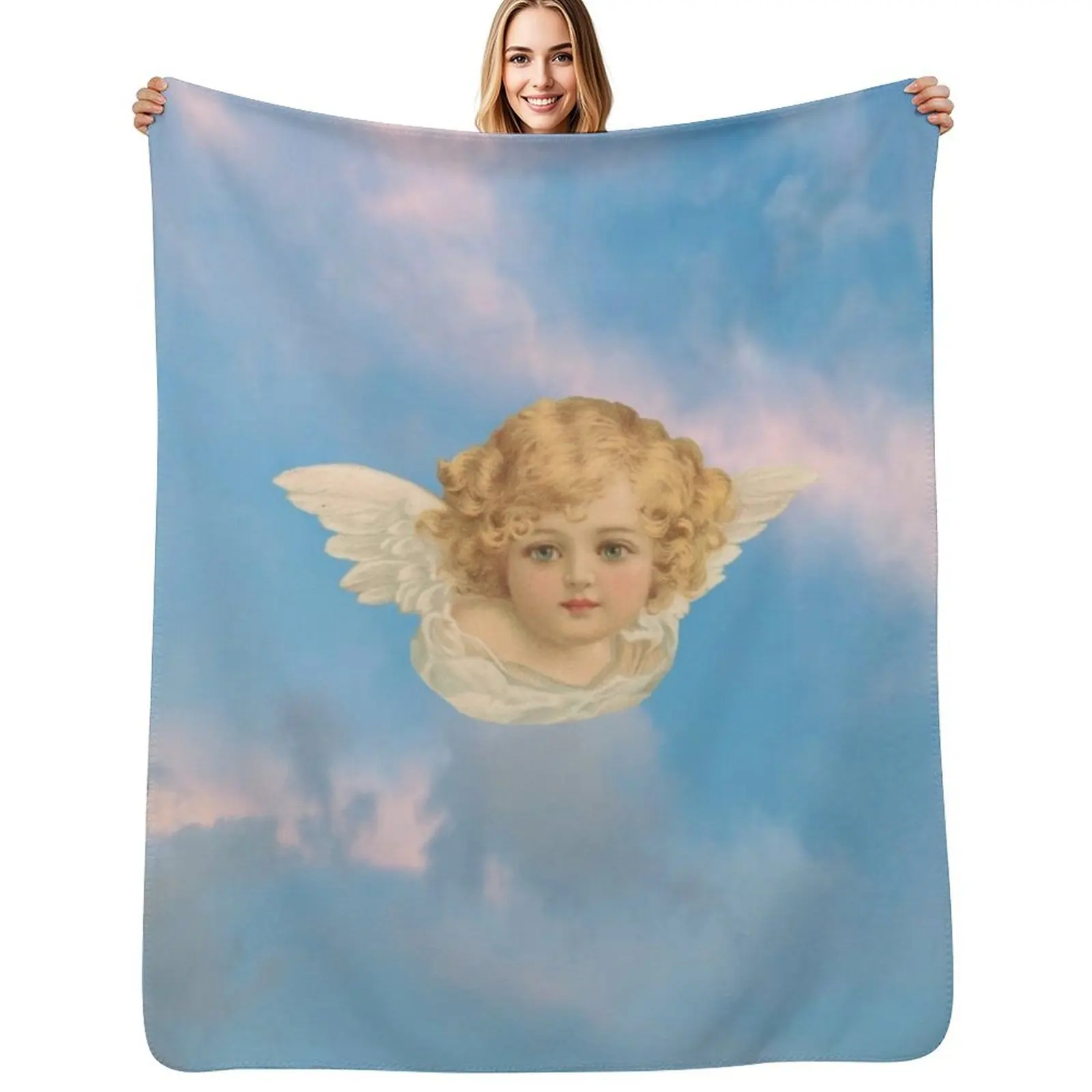 

Cotton Candy Cherub Throw Blanket Warm Comfortable Blanket for Office Napping