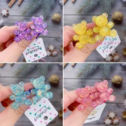 New Korean Fashion Glitter Bear Elastic Hair Bands Children Hair Rope Ties Barrettes Headwear Girls Kids Hair Accessories