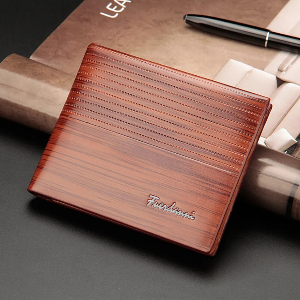 

Simple Classic Men's Short Wallet Pu Leather Casual Male Bifold Wallets Business Solid Color Credit Card Holder Male