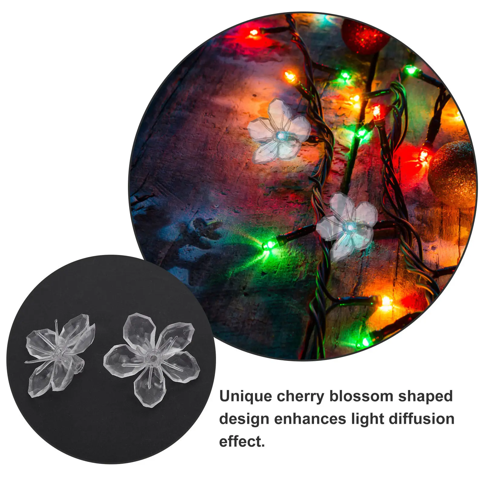 

80pcs Cherry Blossom Flower Lamp Shade Transparent Lamp Bulb Covers String Lights Small Lampshade For Living Room Festive Decor