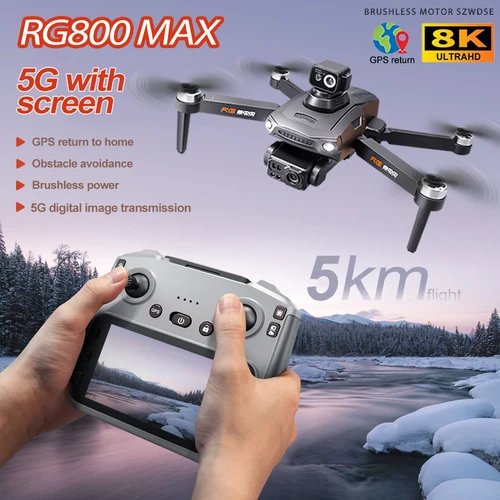 새로운 RG800 Max GPS 드론 8K 전문가용 HD 듀얼 카메라 5KM 사진 촬영 5G 브러시리스 FPV 접이식 대형 화면 RC 쿼드콥터 장난감