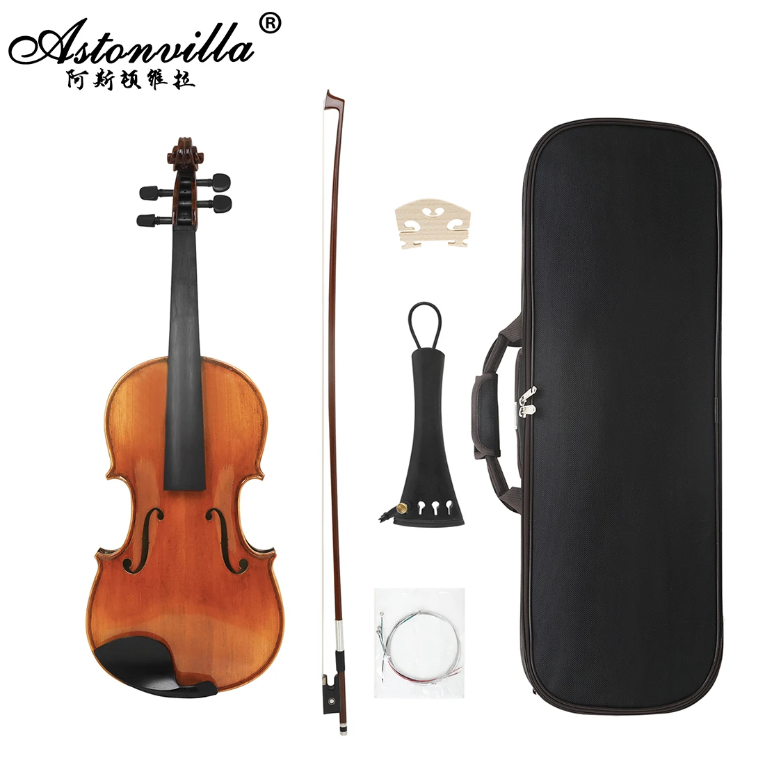 

Astonvilla 4/4 Violin Series Set Natural Light Made of Ebony Violin Stringed Instrument Accessories Suit for Performance