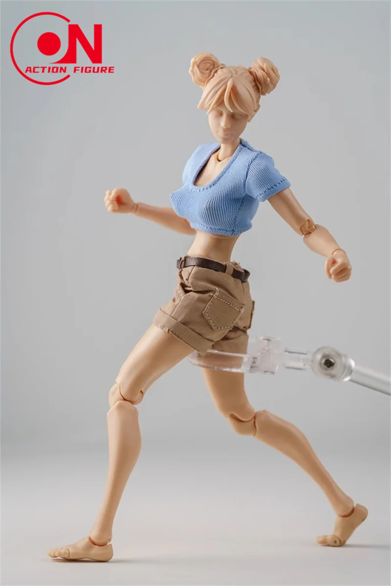 1/12 Skala weibliche enge kurze T-Shirt lässige Shorts Kleidung Modell passen 6-Zoll-Romankey Soldat Action figur Körper puppen