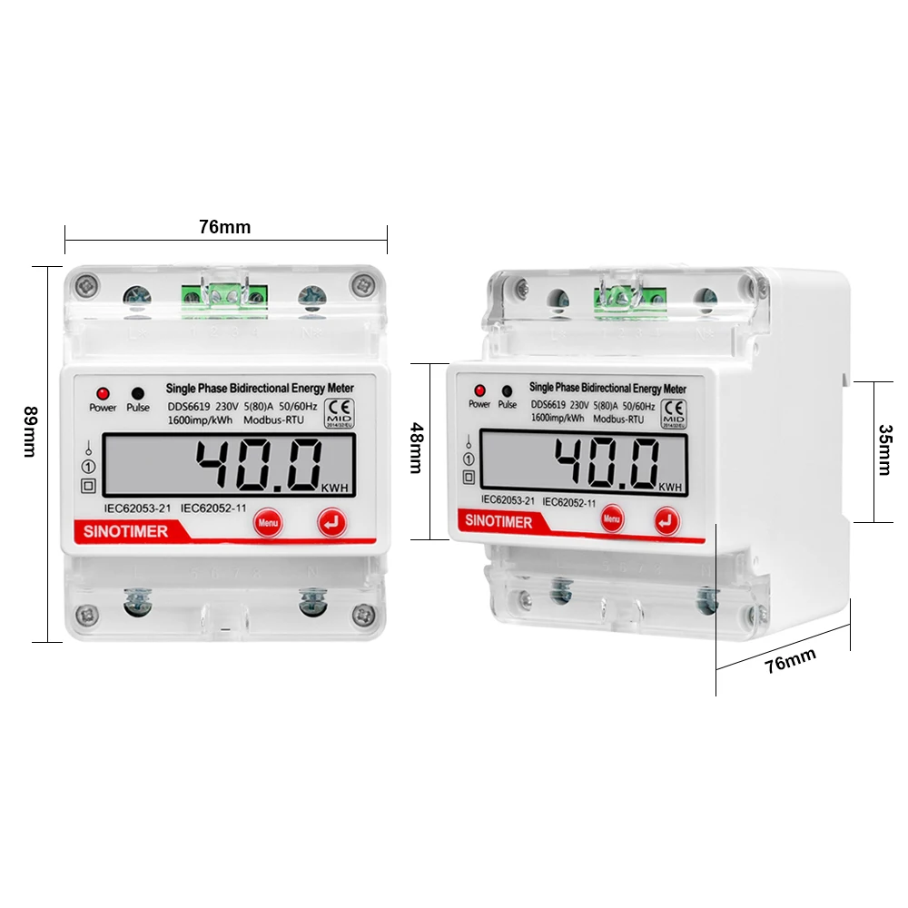 Diin Rail 230V jednofazowy dwukierunkowy licznik energii Monitor poboru mocy kWh watomierz 80A 50Hz 60Hz LCD