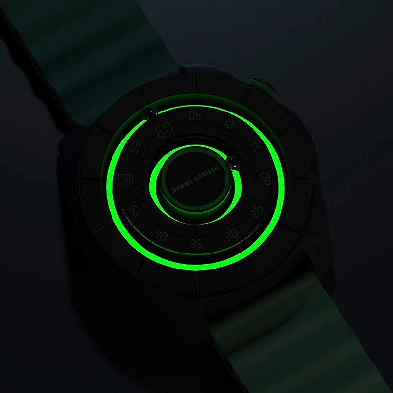 Herren-Designeruhr von Avantgarde, inspiriert von Schwerkraft, magnetischer Zeiger, künstlerisches Zifferblatt, wasserdicht, lässiger Stil