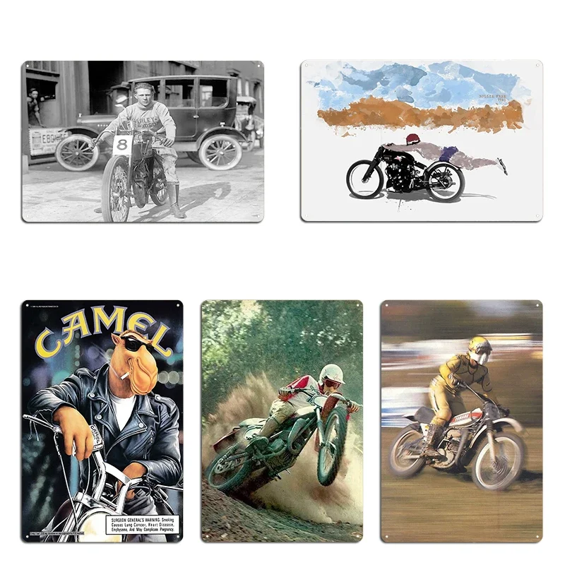 Joe Camel, champion de moto, pilote de course de moto, 1922. Plaque Métallique Photo Vintage, Affiche en Étain de Designer Vintage pour Club et Pub