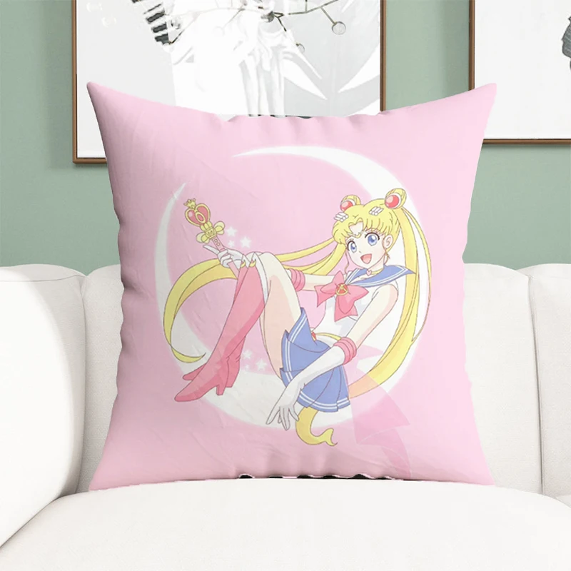 

Sailor Moon Pillow Cases Decorative Anime Cushion Cover 45x45 Cushions Covers for Bed Pillows Decor Home Short Plush Pillowcase