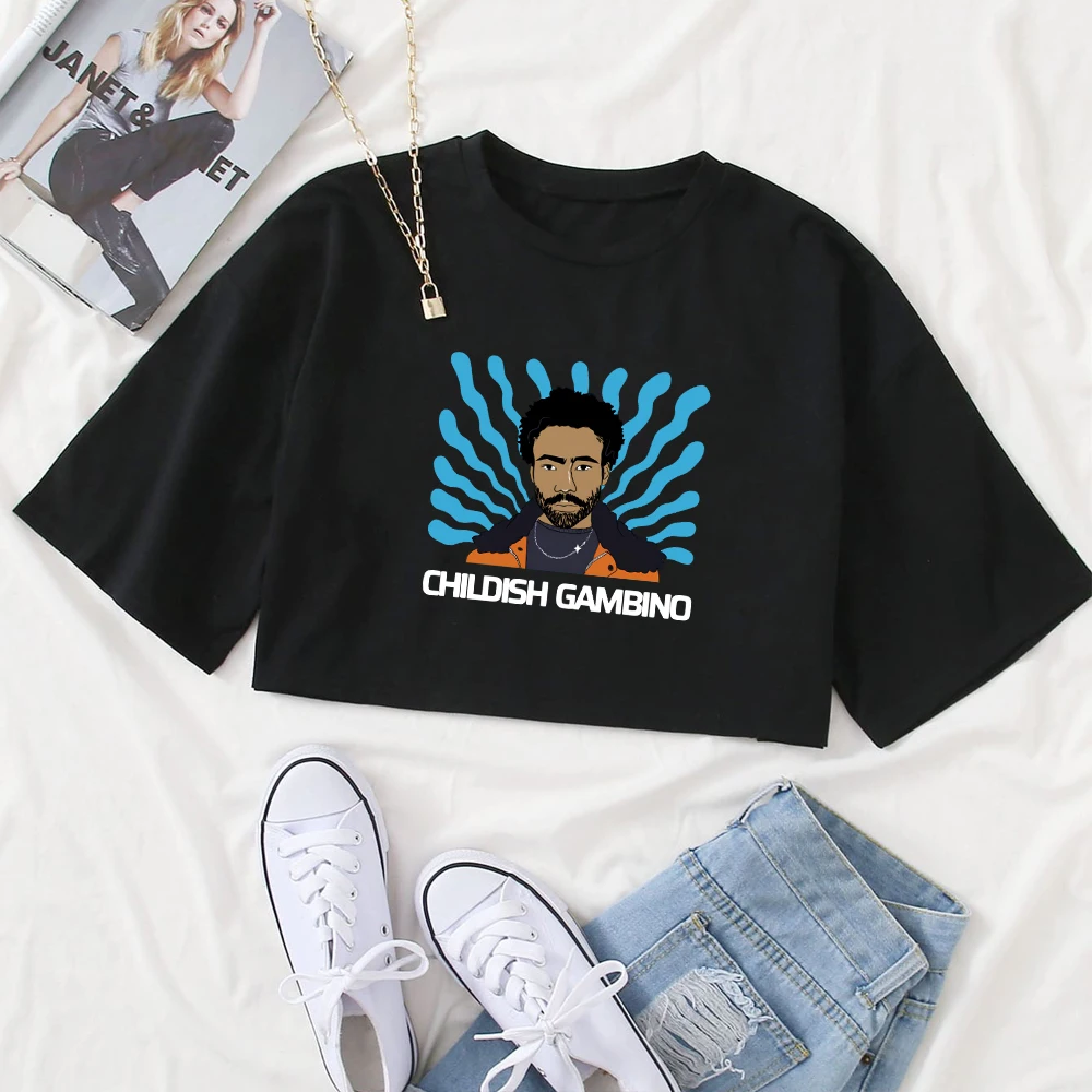 

Childish Gambino The New World Tour 2024 Shirt Tops O-Neck Short Sleeves Girls Music Fans Gift Clothing Super-short Casual