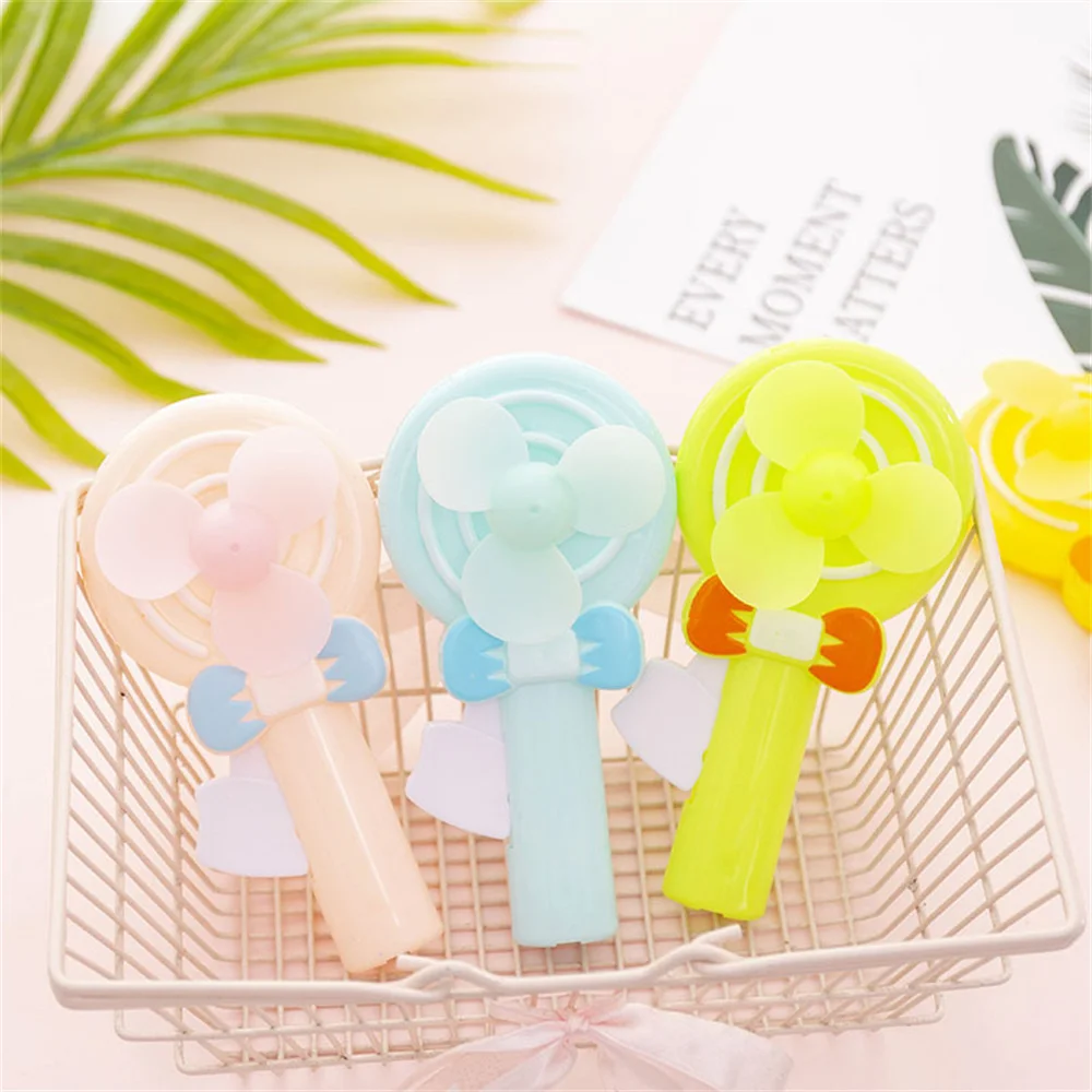 Mini Portable Handheld Fan Random Color Cute Fan Summer Cartoon Held Fan Portable Cooling Hand Pressure Fan Without Battery