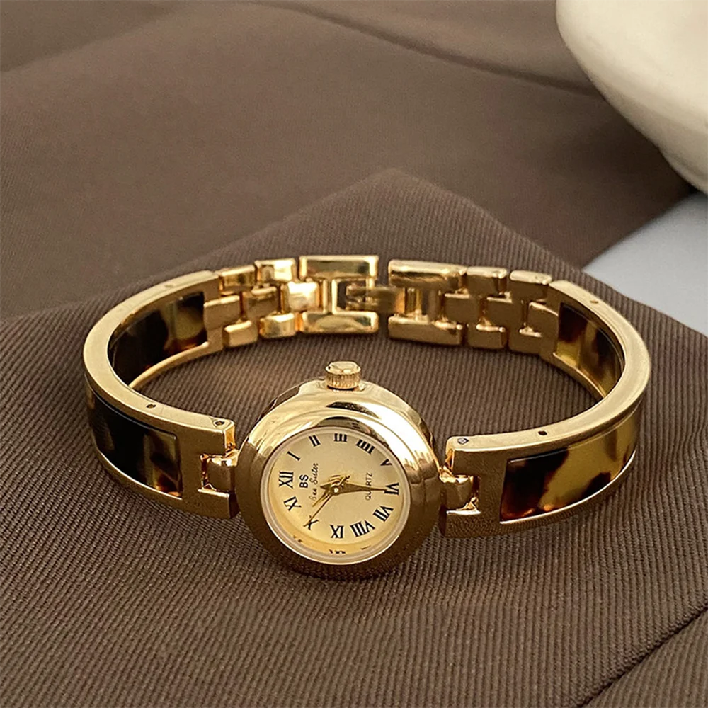 レトロな高級感のある女性用腕時計、琥珀色のブレスレットチェーン、本物の防水クォーツ、レディース腕時計、女性へのギフト