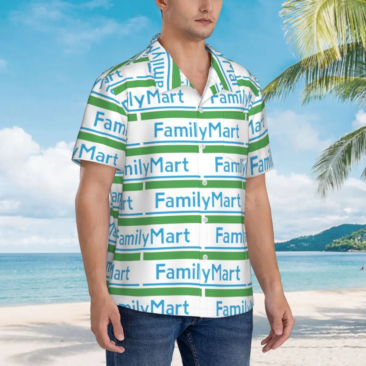 

Family Mart Logo Japan (Konbini) Hawaiian Shirts Funny Men Short Sleeve Shirt for Summer Beach Men's Button Tops