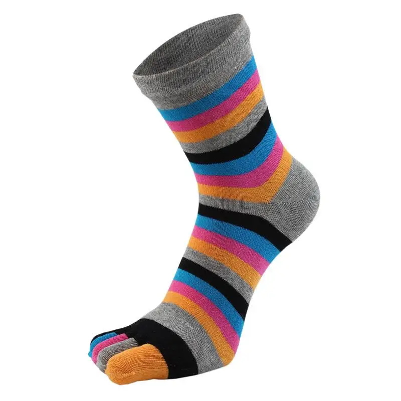 Rainbow 5 Finger Short Socks Women Cotton Striped Colorful Fashions Young Sweat-Absorbing Happy Toe Socks Harajuku 4 Seasons