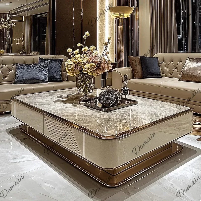 N80 Luxury Large Living Room Coffee Table 1.5m High-End Microcrystalline Stone Designer Villa House