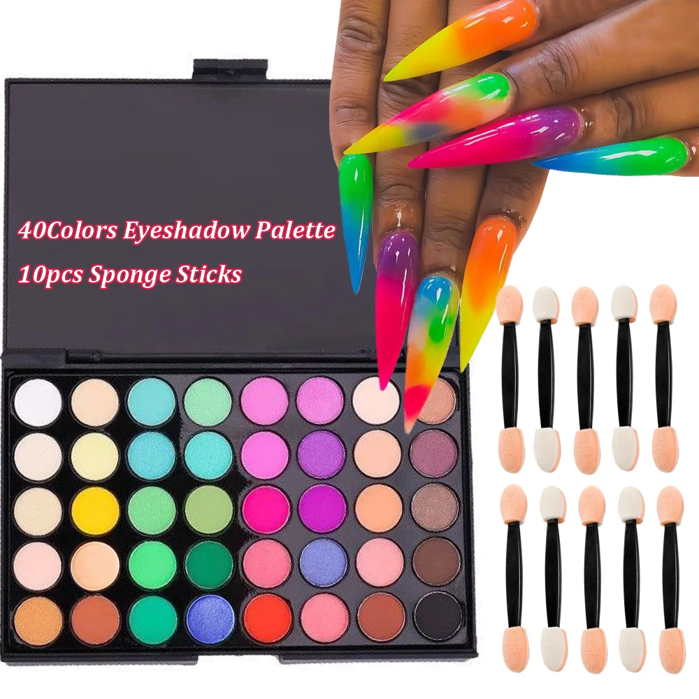 

40Colors Solid Nail Art Rubbing Powder Palette Gradient Effect Nail Pigment 2 IN 1Makeup Eyeshadow Palette Nail Pat-Pat Powder*&