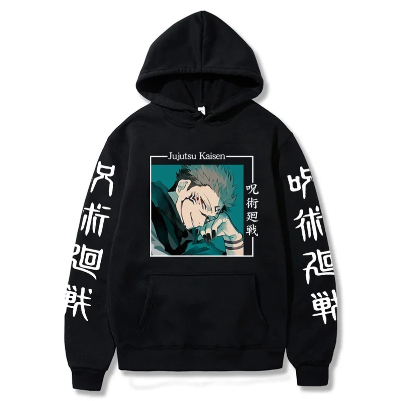 Funny Harajuku cartoon ryomen Sukuna anime jujutsu Kaisen hoodies men Harajuku oversized Korean streets casual sweatshirt hoodie