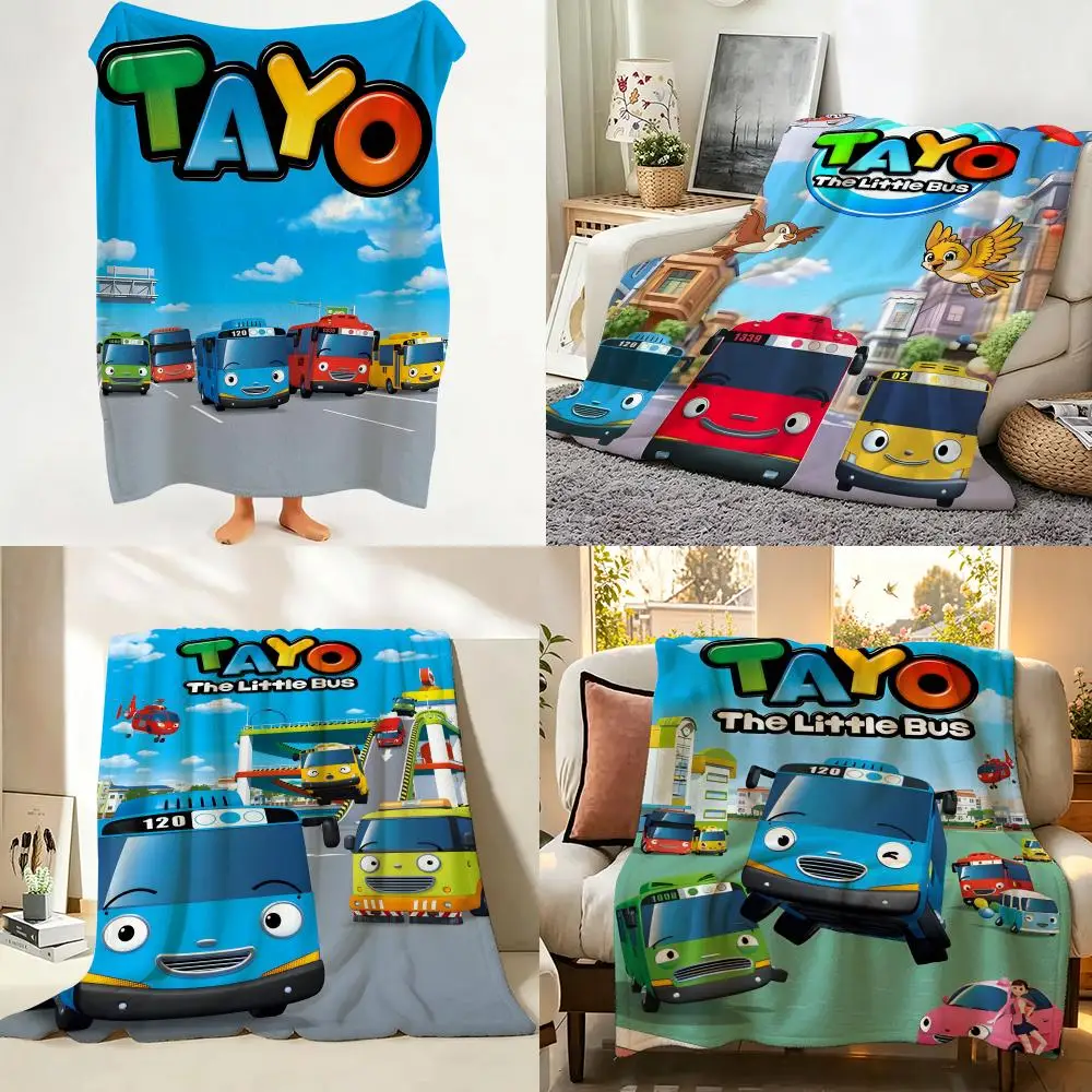Movie T-Tayo T-The L-Little B-Bus Überwurfdecke aus Flanell, geeignet für Sofa, Wohnzimmer, Schlafzimmer