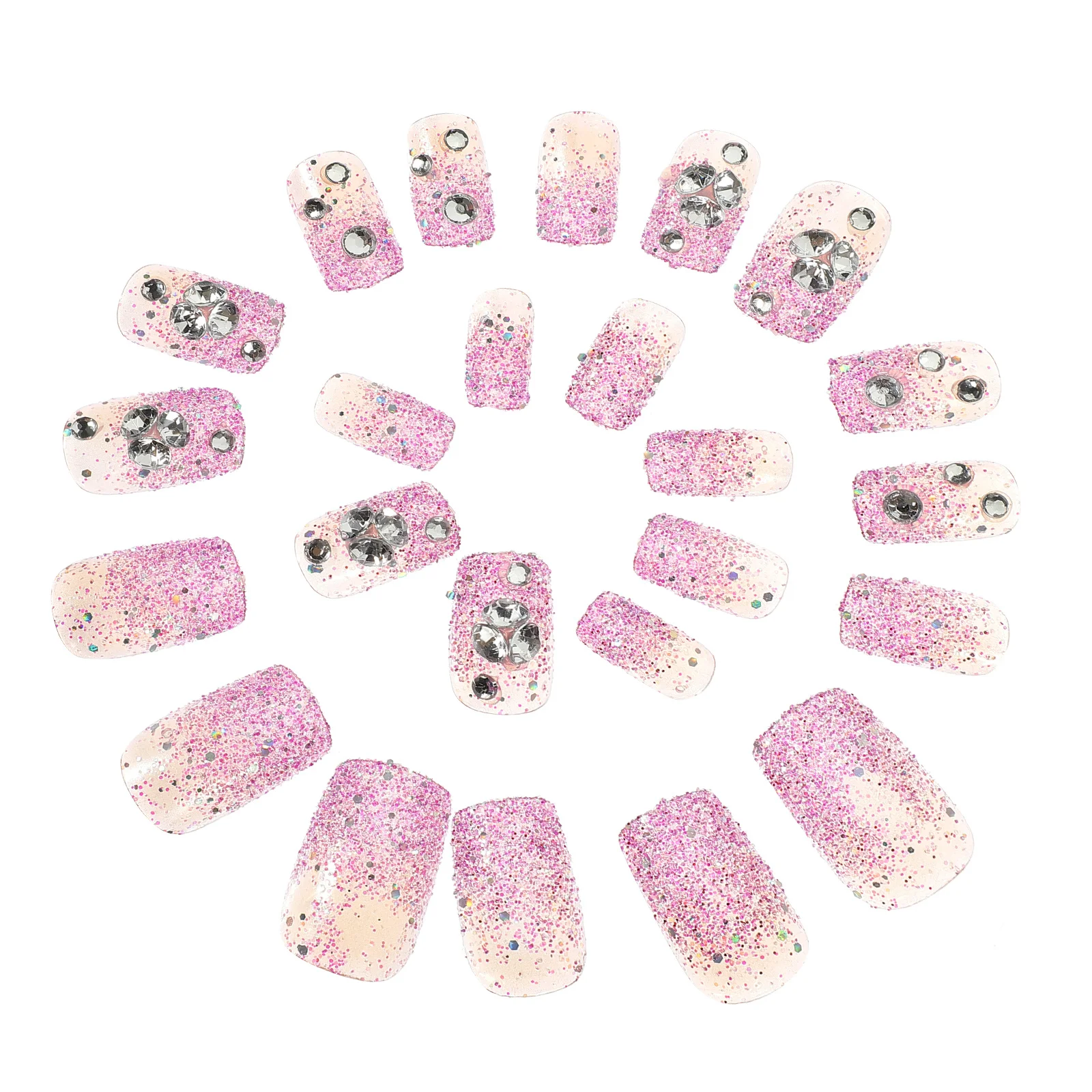24 pièces faux ongles naturels pointes paillettes violet faux ongles ongles artificiels pour les femmes facile à appliquer manucure de fête de mariage