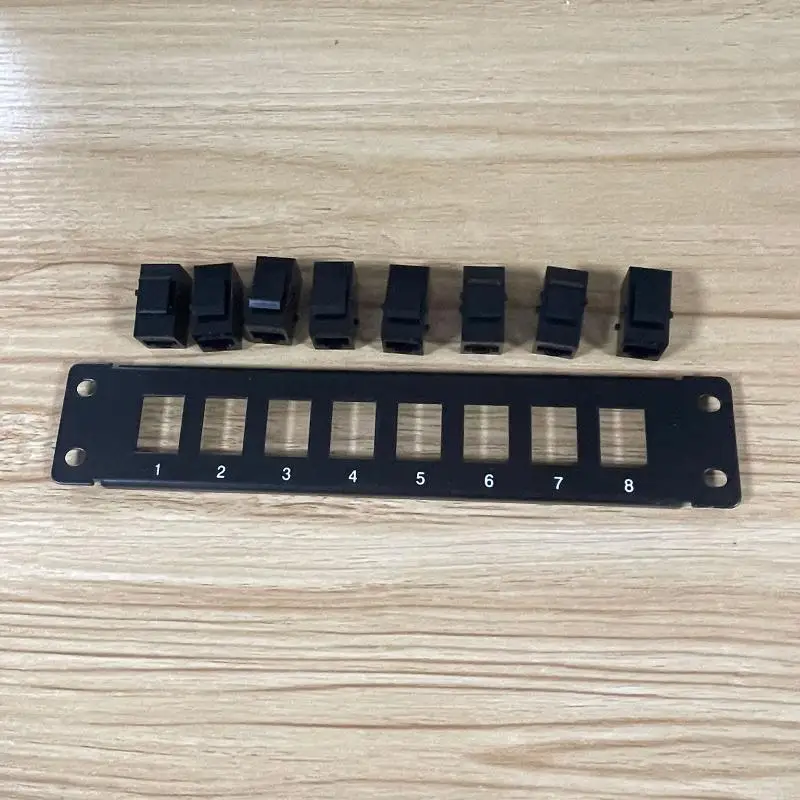 E1PF 8-Port Cat6 Shielded Patch Panel 10G Ready Metal Housing Color-Coded Labeling