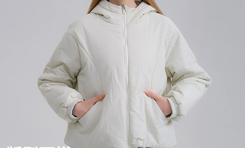 2025 Autumn and Winter Coat Cotton Jacket Women's Hooded Cotton Jacket Loose Short Warm New Zipper Top