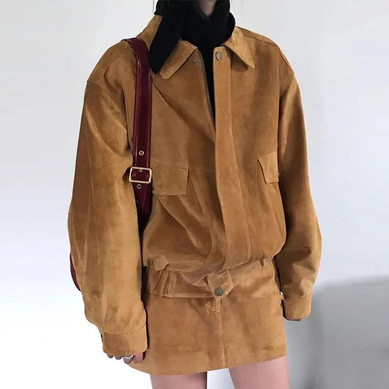 Skinny Long Sleeve Jacket Jacket Skirt Short Skirt Two-piece Set Spring and Autumn New Fashion Retro Versatile Lapel Loose Top