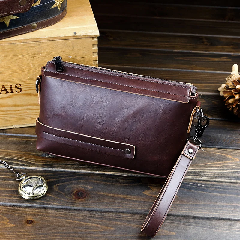 Pochette vintage imperméable pour hommes, sac à main de travail, simple, à la mode