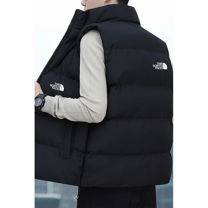 

Men's vest, warm sleeveless jacket, winter waterproof jacket with zipper, autumn vest, clothing brand, double-sided wear