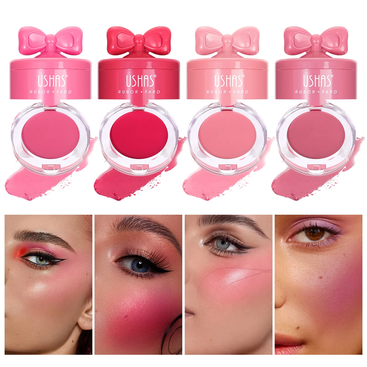 Bow Tie Powder Blusher, A Necessary For Sweet Makeup, Blooms Youthful Vitality, Light Color, Lasting Makeup Effect, Adds Beaty