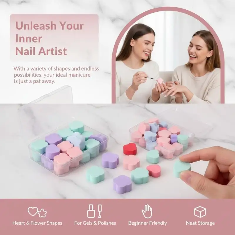 30/50Pcs Nail Art Sponge Set With Grabbing Pen For DIY Nail Art Gel Polish Brush