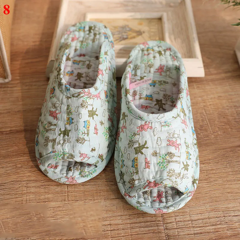 Koreanische Haushalts Baumwolle Hausschuhe Flora Frauen Hausschuhe Weichen sohlen Nicht-slip Weibliche Schuhe der Atmungs Flip Flop Reusable rutschen