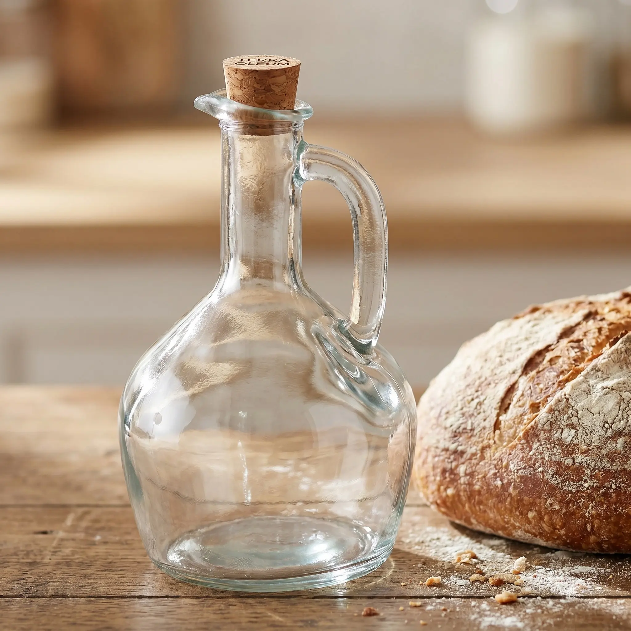 

Transparent Glass Oil Dispenser Bottle with Leak-Proof Spout Small Handle for Olive Oil Vinegar Soy Condiment