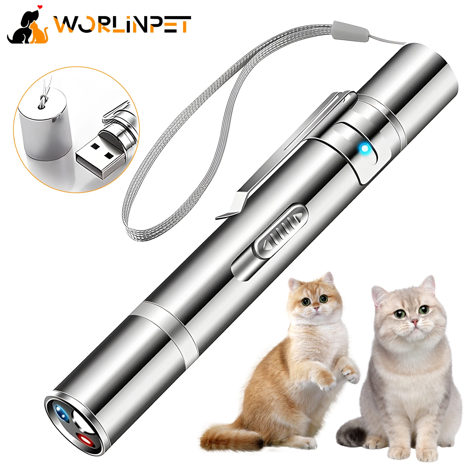 Wolinpet 1PC Cat Laser Toy,Cat Moss Detection Ligh， Long Range 7 Modes Lazer Projection Playpen for Indoor, Dog and Kitten Outdo