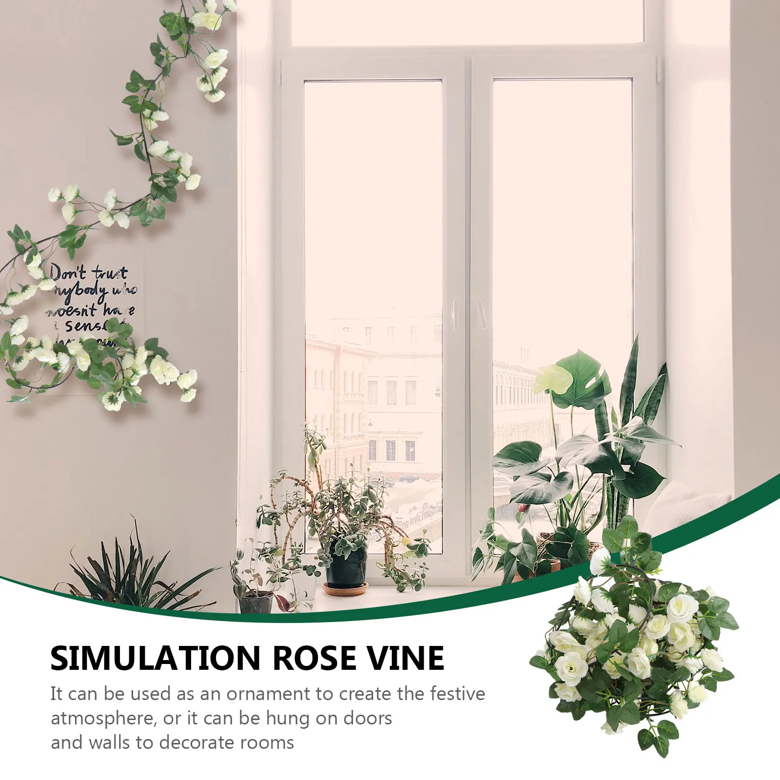 

Simulation Rose Vine Decorative Plastic Plant Vines for Wedding Festival Hanging Artificial Flowers Rattan Party
