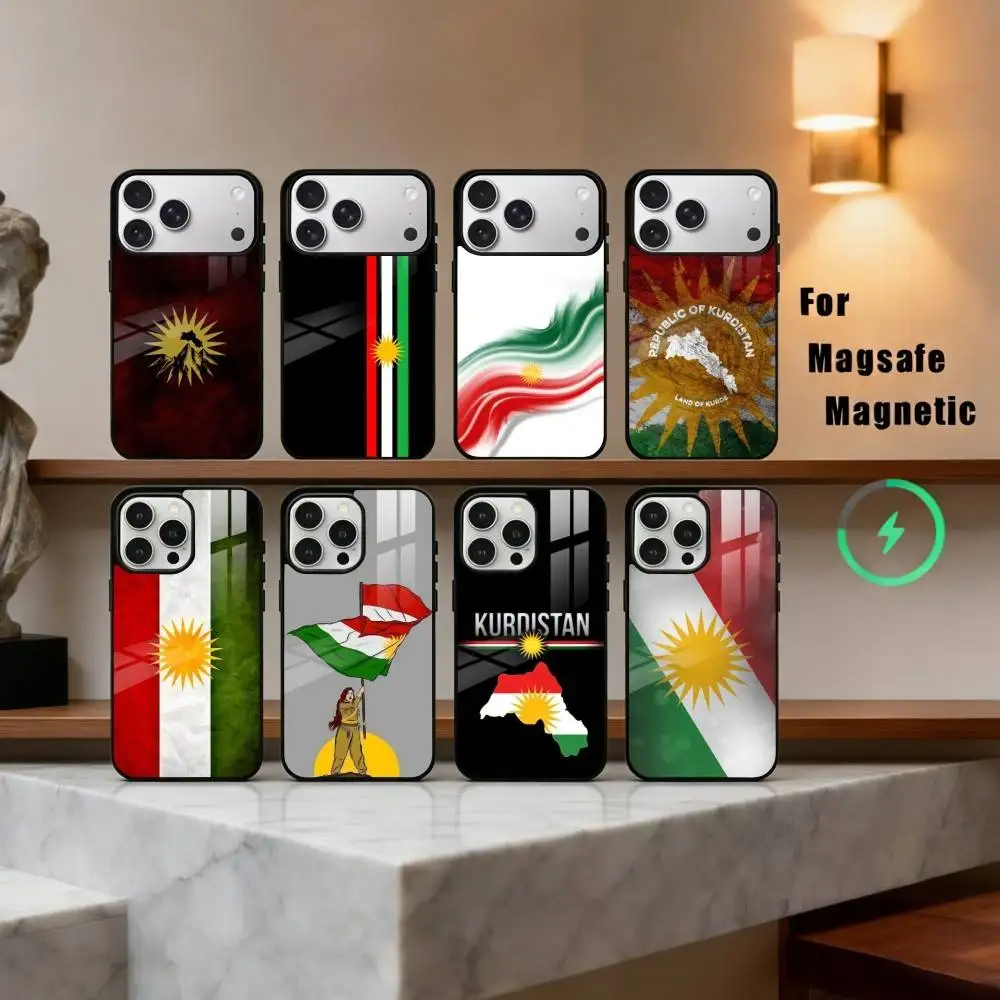 

K-Kurdistan-N F-Flag-G Phone Case For iPhone17,16,15,14,13,12,11 Plus,Pro Max Magnetic For Magsafe Wireless Charging