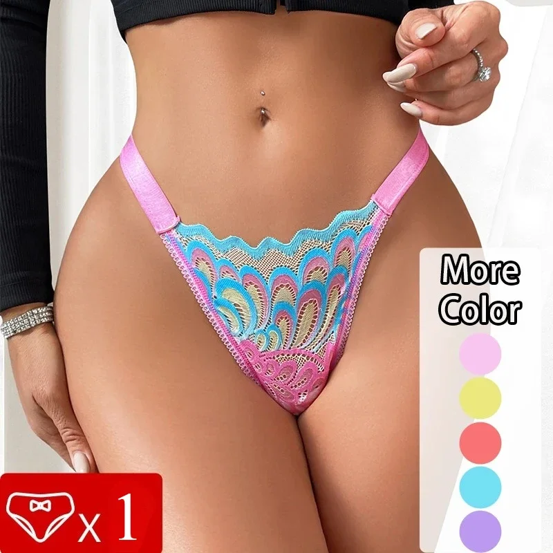 

1pcs Sexy Lace Embroidery Women Thongs Low Rise Mixed Color Sexy Women G-string Breathable Women's Elegant Lingerie