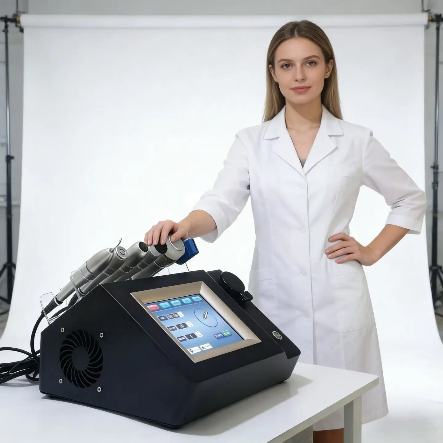 أحدث آلة تجميل متعددة الوظائف لإدارة البشرة ومضادة للشيخوخة مع جهاز تنظيف البشرة أحادي القطب RF 4.5 مللي متر المطرقة الباردة بالموجات فوق الصوتية