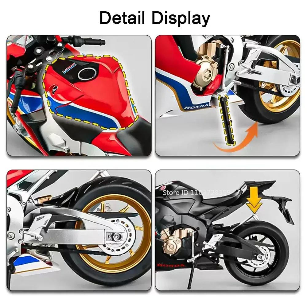 โมเดลรถมอเตอร์ไซค์ฮอนด้า CBR1000RR 1:9 ของเล่นรถมอเตอร์ไซค์อัลลอยด์หล่อขึ้นรูป ซูซูกิ ฮายาบูสะ รถมอเตอร์ไซค์จิ๋ว ระบบกันสะเทือน สำหรับเด็ก ของขวัญ