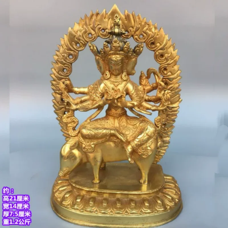 Antique Bronze Marici Bodhisattva Statue - Sacred Goddess of Light Sculpture, Feng Shui Shrine Centerpiece & Home Decor