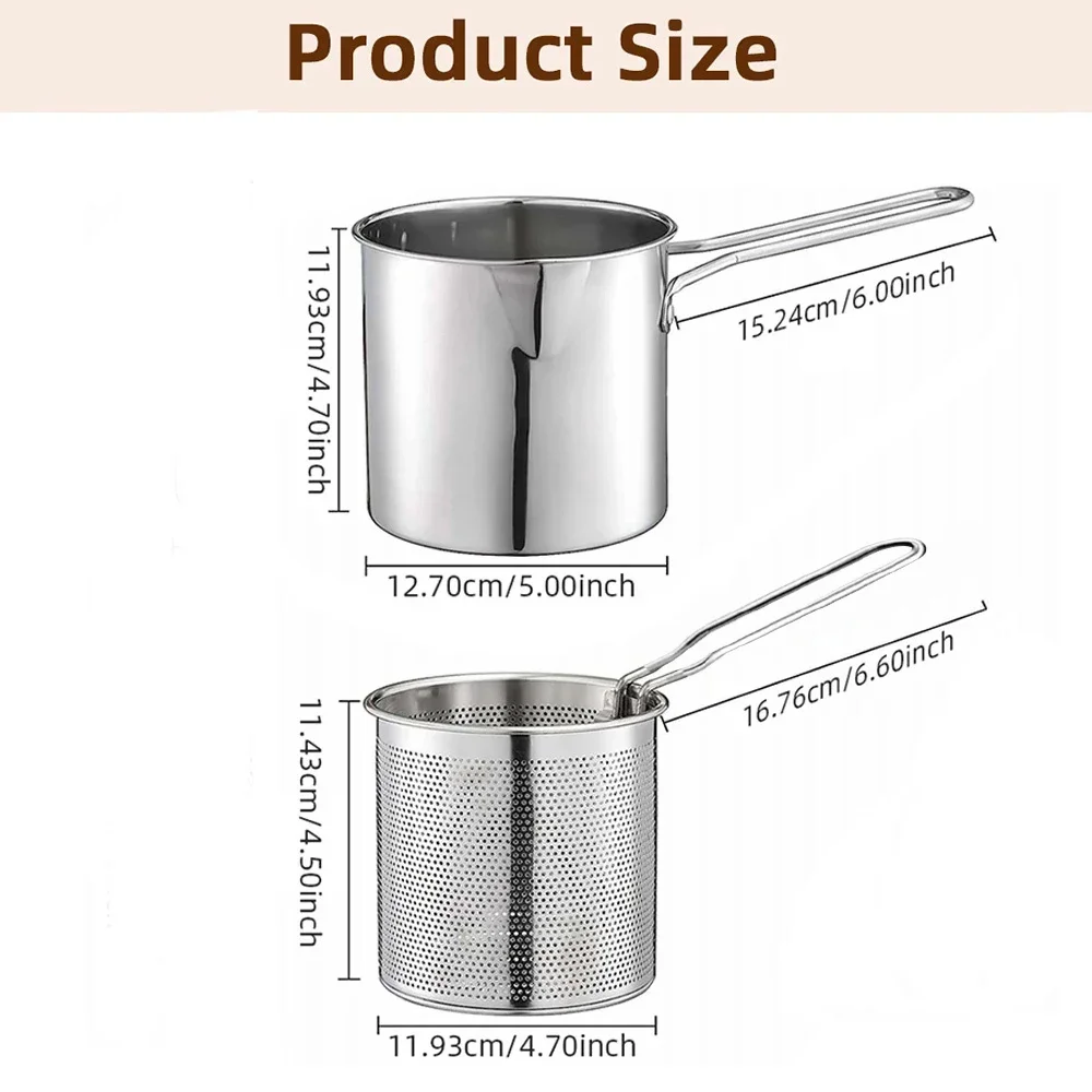 Stainless Steel Deep Fryer With Frying Basket Multifunctional Small Pot Kitchen Specific Frying Chicken And Other Cooking Tools