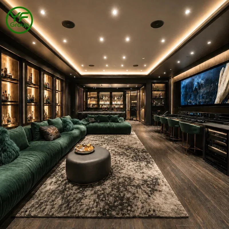 Custom Light Luxury KTV Booth Sofa Set Commercial Grade Upholstered Corner Sofa Furniture for Bar Nightclub Projects