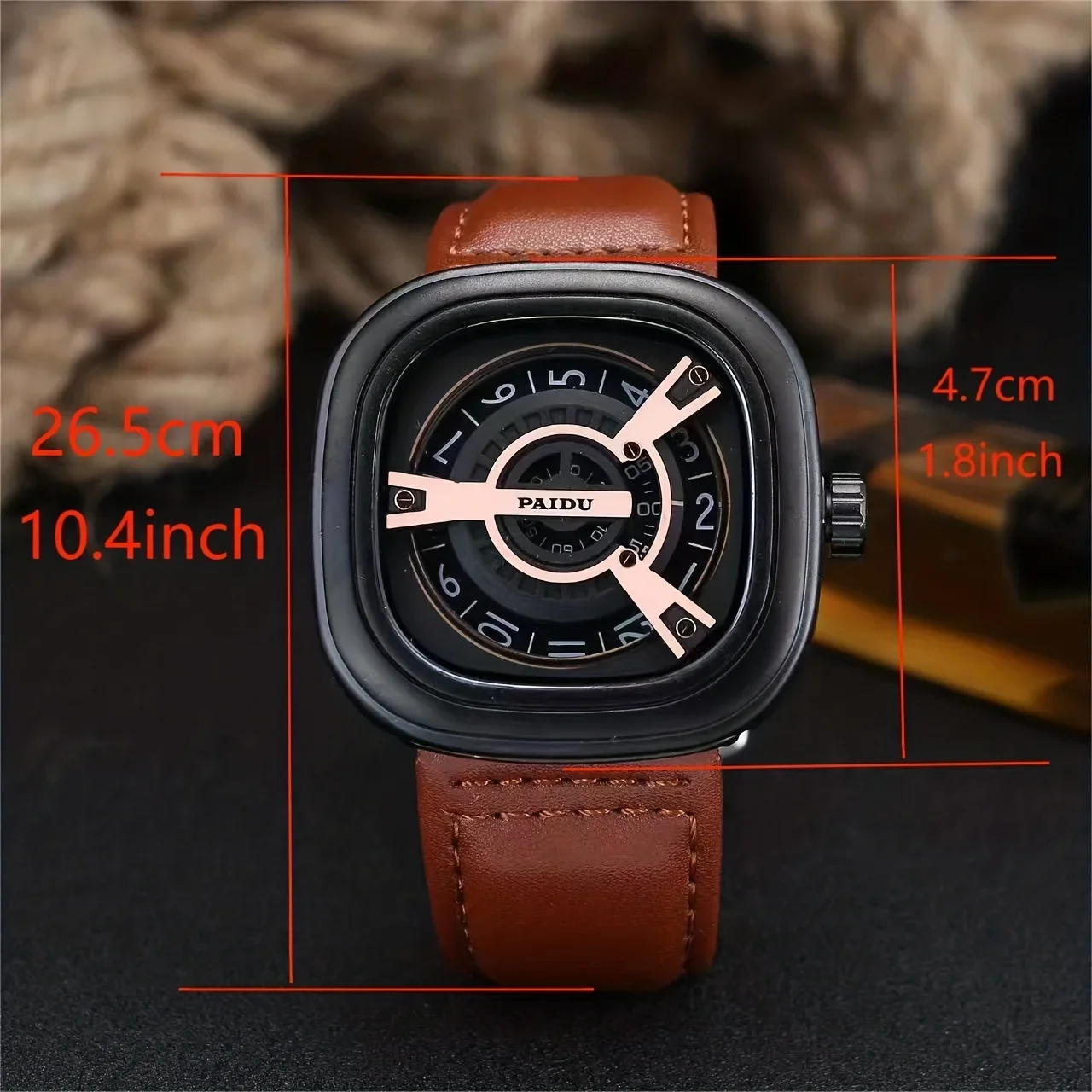 Creative new concept black technology Korean version grand and trendy large dial square watch for male and female students reloj