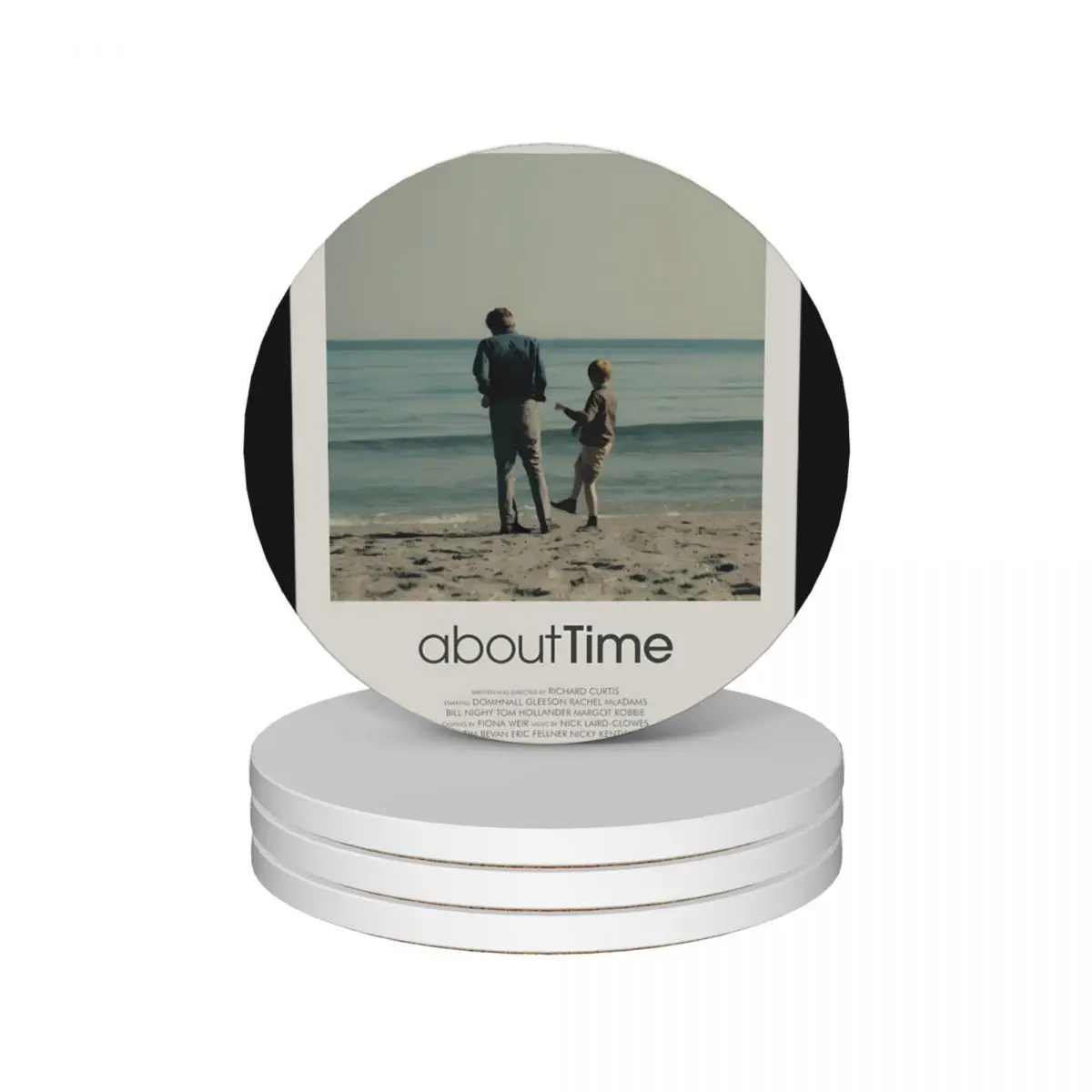 About Time Minimalist Poster Ceramic Coasters (Set of 4) cup holder for cups set Cup mat black Coasters