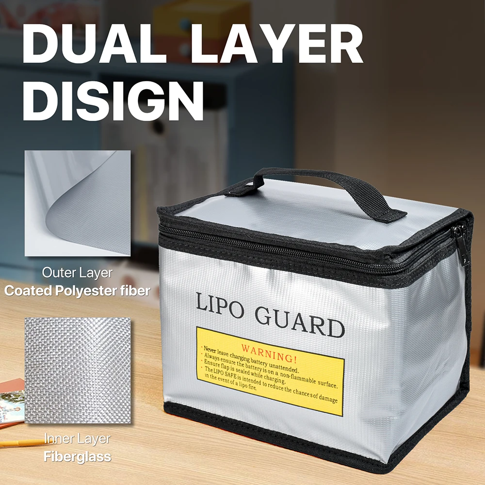 Lipo Guard Safety Bag Fireproof Explosion-Proof Portable Lipo Safety Bag 215*145*165mm for RC FPV Racing Drone Car Battery Safe