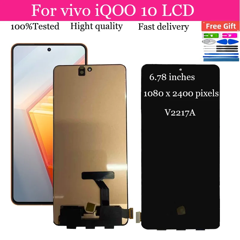 

AMOLED 6.78" For vivo iQOO 10 LCD Display Touch Screen Assembly Replacement Part For VIVO IQOO10 LCD V2217A Screen