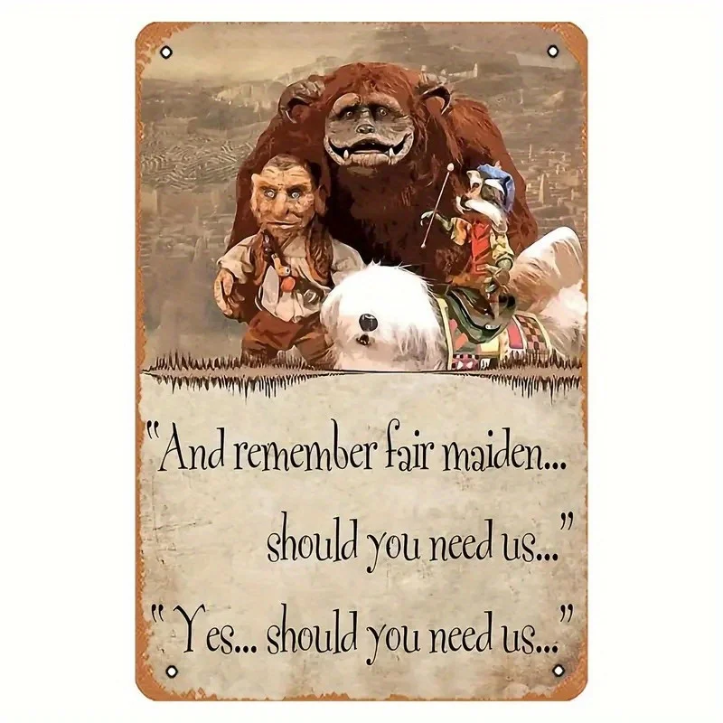 Labyrinth 1986 Vintage Metal Sign, Retro Jareth & Goblin Cityscape Wall Decor, Distressed Finish Iron Shop  Porch Art Decoration